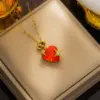Wholesale PVD Coated Real Gold Plated Heart Shape Stainless Steel Classic Style Waterproof Non Tarnish Titanium Steel Pendant Necklace