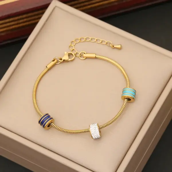 Wholesale PVD Coated 18K Gold Real Gold Plated Devil'S Eye Heart Shape Stainless Steel Retro Commute Waterproof Non Tarnish 304 Stainless Steel Bracelets