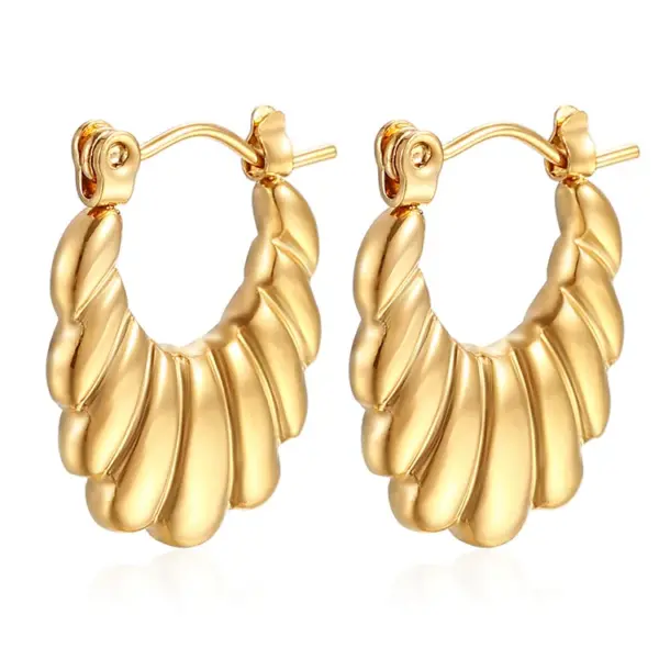 304 Stainless Steel Solid Color Electroplated Golden Plated Simple Style Classic Style Waterproof Non Tarnish Plating Earrings