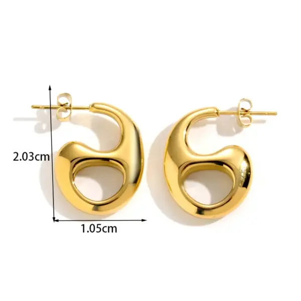 Wholesale PVD Coated Number Heart Shape 304 Stainless Steel French Style Simple Style Classic Style Waterproof Non Tarnish Ear Studs