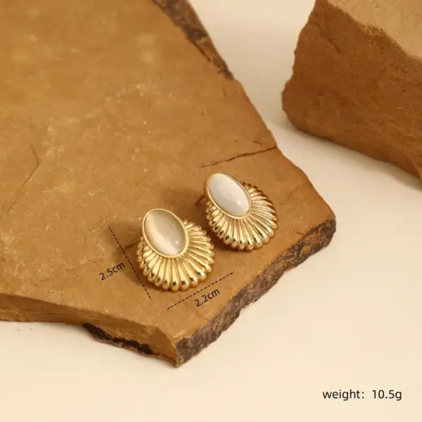 1 Pair Vintage Style French Style Classic Style Sector 304 Stainless Steel Ear Studs