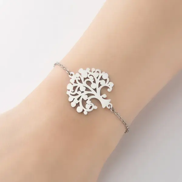 Wholesale PVD Coated 18K Gold Real Gold Plated Tree 201 Stainless Steel Modern Style Waterproof Non Tarnish 201 Stainless Steel Bracelets