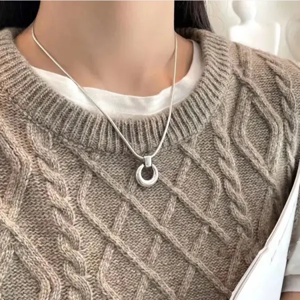 Wholesale Casual Geometric Titanium Steel Polishing Pendant Necklace