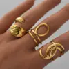 Wholesale Ion Plating (IP) Real Gold Plated 18K Gold Geometric 304 Stainless Steel IG Style Casual Simple Style Waterproof Non Tarnish Open Rings