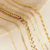Wholesale Vacuum Plating 18K Gold Plated Geometric 304 Stainless Steel Business Vintage Style 304 Stainless Steel Lobster Trigger Clasp Closure Chain Necklace