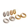 Wholesale Luxurious Stainless Steel Twisted Huggie Earrings For Women Gold Plated Round Fashionable Versatile Ear Jewelry