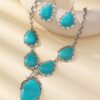 oly-cf6cce4f76ca6caa7aadd197859c1e9a Wholesale Cross-Border European and American New Retro Special-Shaped Earrings Turquoise Earrings Necklace Western Style Exaggerated Special-Shaped Turquoise Necklace
