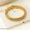 Wholesale Ion Plating (IP) Real Gold Plated Geometric 304 Stainless Steel Elegant Hip-Hop Streetwear Waterproof Non Tarnish 304 Stainless Steel Wristband