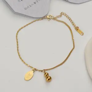 Golden Lucky Gourd Anklet