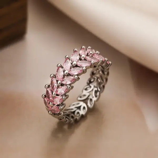 Wholesale Vintage Style Simple Style Commute Leaf Copper Plating Inlay Zircon 18k Gold Plated Open Rings