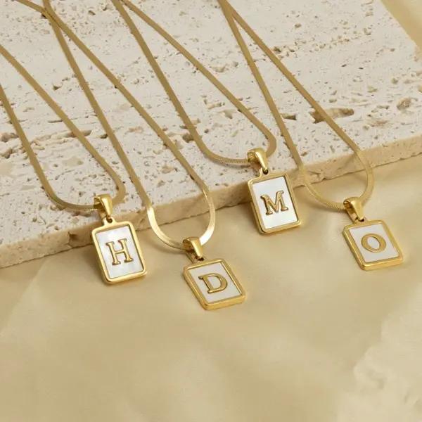 Wholesale PVD Coated 18K Gold Plated Letter Stainless Steel Casual French Style Waterproof Non Tarnish 304 Stainless Steel Pendant Necklace