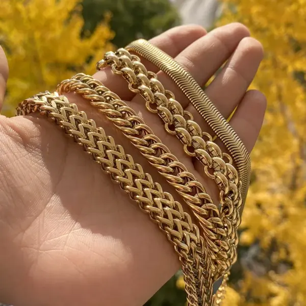 PVD Coated Real Gold Plated Geometric 304 Stainless Steel Casual Simple Style Waterproof Non Tarnish Plating Bracelets