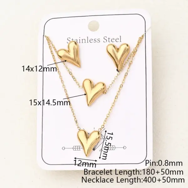 Wholesale Jewelry Casual Basic Vacation Pentagram Heart Shape Simple 304 Stainless Steel 18K Gold Plated Handmade Polishing Plating Jewelry Set