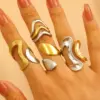 Wholesale 18K Gold Stainless Steel Ring Women's High-End Color Block Waterdrop Geometric Ring Fashionable Durable Jewelry Accessory