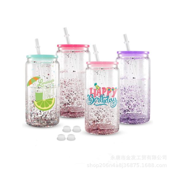 Wholesale Foreign trade explosions 16oz color plastic mason cup cans anti-drop simple plastic cup milk tea cup