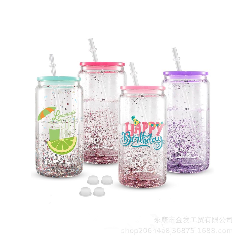 Wholesale Foreign trade explosions 16oz color plastic mason c cans anti-op simple plastic c milk tea c