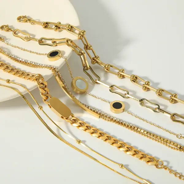 PVD Coated 18K Gold Real Gold Plated U Shape Stainless Steel INS Style Waterproof Non Tarnish 304 Stainless Steel Bracelets