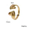 Wholesale PVD Coated Real Gold Plated 18K Gold Heart Shape 304 Stainless Steel Sweet Simple Style IG Style Waterproof Non Tarnish Open Rings