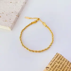 S0255-3mm Braided Chain-Bracelet- Gold
