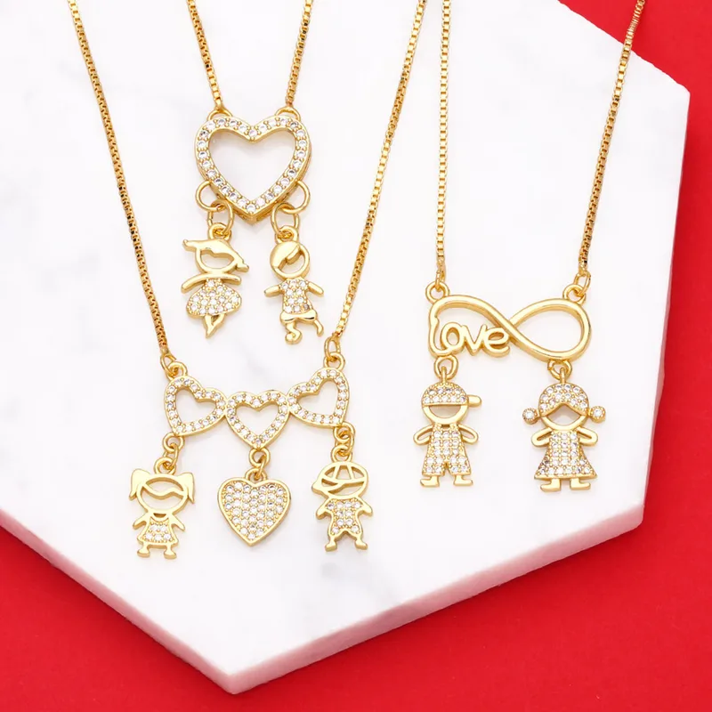 Wholesale Cartoon Ppet Heart Zircon Cole Copper Gold-plated Inlaid Zircon Necklace