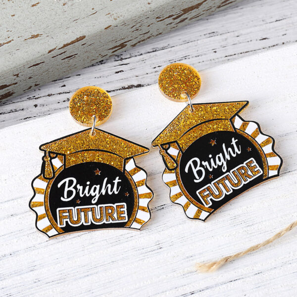 oly-cf9a334566cf0d5c1ed9ea5e8634df3f Wholesale Cross-border New School Season Sequins Book Master's Cap Star Stitching Pendant Earrings Acrylic Earrings