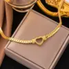 Wholesale PVD Coated Real Gold Plated 18K Gold Heart Shape 304 Stainless Steel Vacation Waterproof Non Tarnish Bracelets Necklace