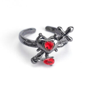 Cross piercing red love ring-gun black 242
