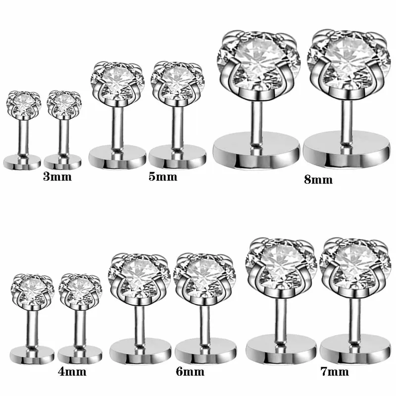 Wholesale 1 Piece Simple Style Round Inlay Stainless Steel Zircon Ear Studs