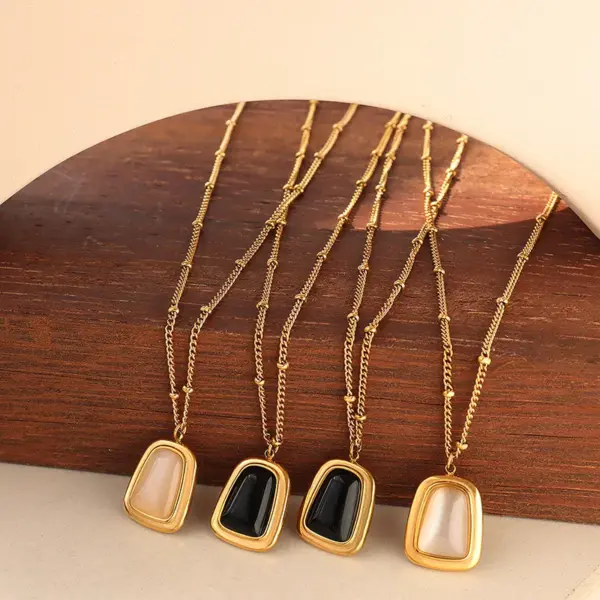 Wholesale PVD Coated Real Gold Plated 18K Gold Geometric 304 Stainless Steel French Style Waterproof Non Tarnish Earrings Necklace