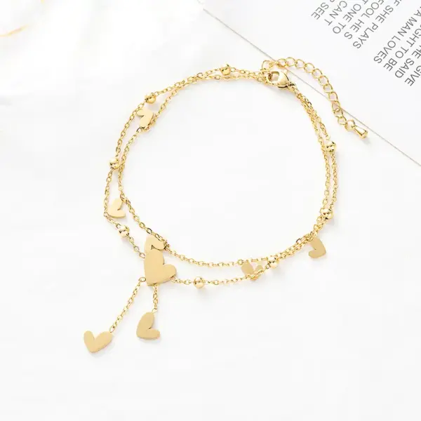 Wholesale 1 Piece Fashion Heart Shape Stainless Steel Shell Water Plating Women'S Anklet