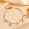 Wholesale 304 Stainless Steel Star Heart Shape Butterfly PVD Coated Acrylic 18K Real Gold Plated IG Style Sweet Waterproof Non Tarnish Inlay Gold Silver Bracelets Anklet