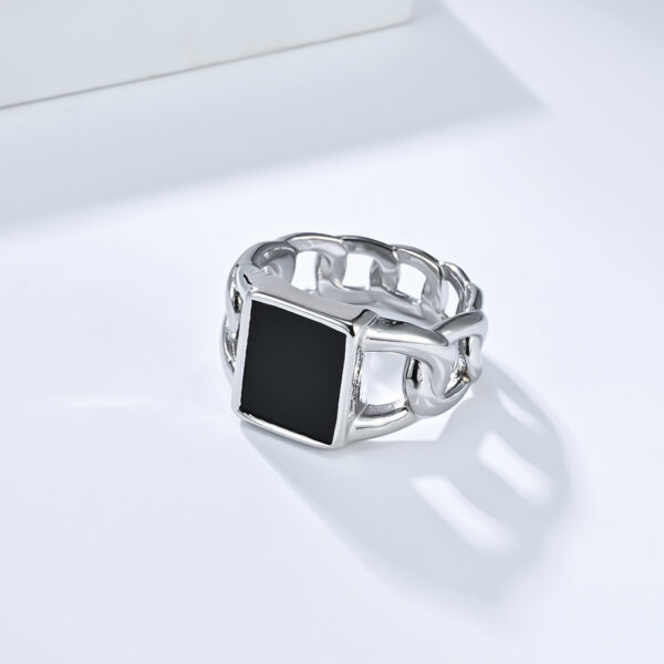 Wholesale European and American Hot Hip Hop Cuban Chain Tiger Eye Gem Titanium Steel Ring Men's Niche Personality Trendy Fashion Jewelry