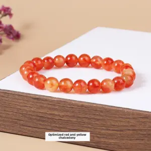 Optimized Red and Yellow Chalcedony Bracelet / Diameter 10.1-10.8mm (about 17-19 Pieces)