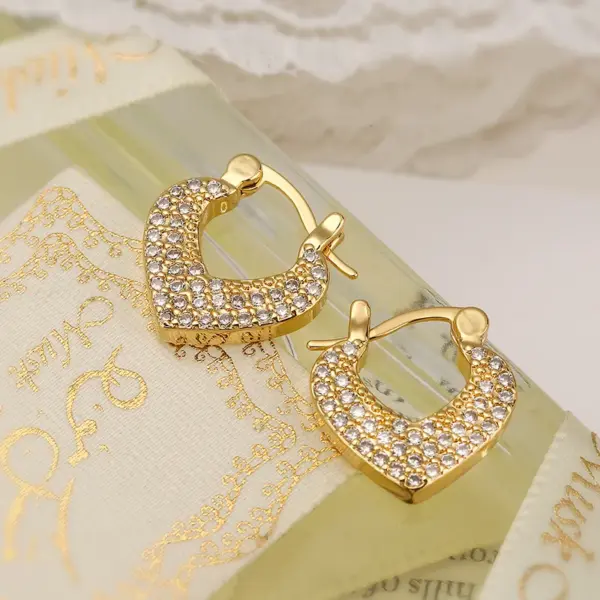 Wholesale 1 Pair Simple Style Commute Heart Shape Plating Inlay Copper Zircon 18k Gold Plated Earrings