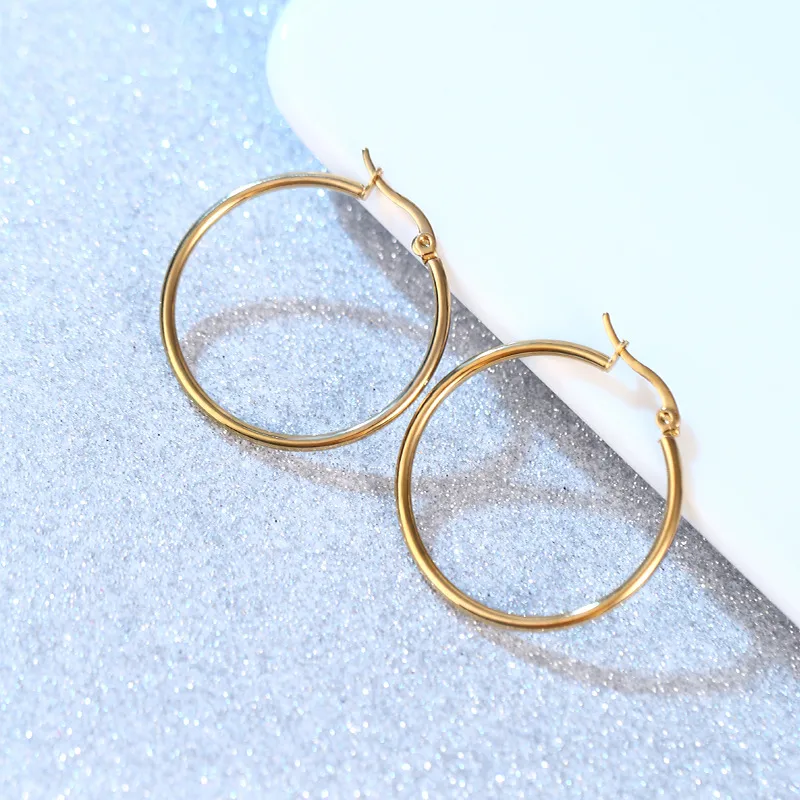 Wholesale Simple Style Circle Stainless Steel Plating Earrings 1 Pair