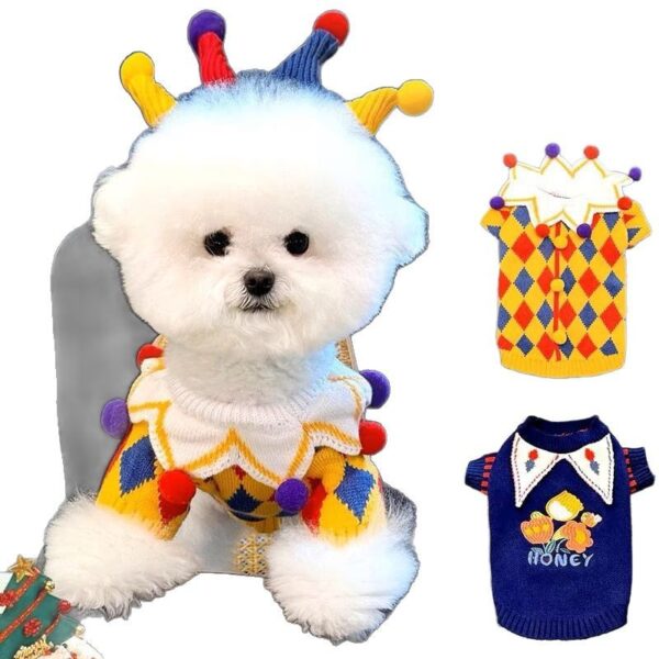 Wholesale Dog Cute Funny Crazy Circus Clown Sweater Halloween Cat suit Pet Dog Spring Autumn Winter Clothes