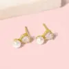 Wholesale 1 Pair Elegant Simple Style Round Star Heart Shape Plating Copper Pearl Zircon Ear Studs
