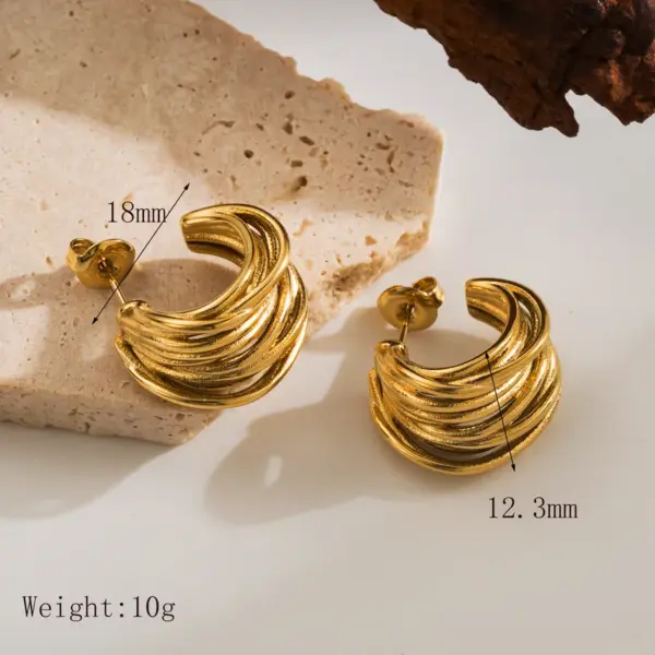 Wholesale 1 Pair Basic Simple Style C Shape Solid Color 304 Stainless Steel 14K Gold Plated Ear Studs