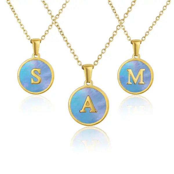 Titanium Steel 18K Gold Plated Simple Style Plating Inlaid Shell Letter Shell Necklace