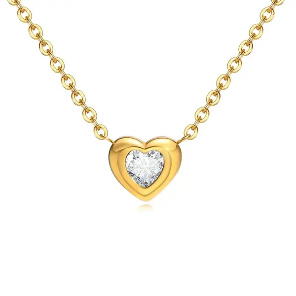 Wholesale Jewelry Casual Elegant Simple Style Heart Shape Titanium Steel Plating Pendant Necklace Cable Chain