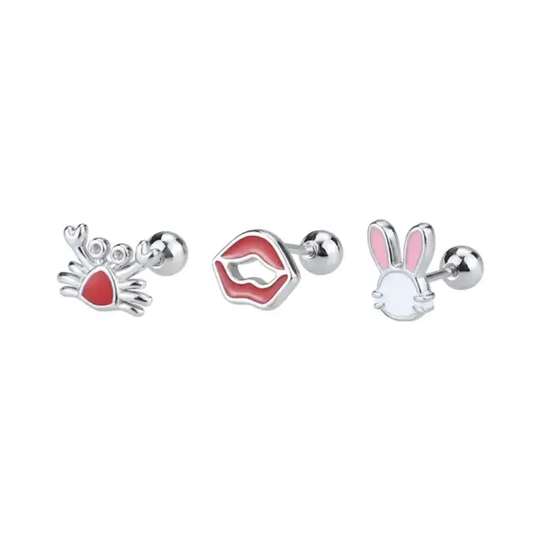 Wholesale 1 Piece Cute Simple Style Geometric Animal Crown Plating Titanium Steel Ear Studs