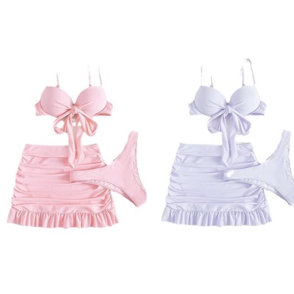 oly-cfc2fab7d61b52c7b7d79b5d66690013 Wholesale 2024 New European and American Split Swimsuit Women's Sexy Solid Color Hard Bag Bikini Lace-up High Waist Skirt Hot Spring Swimsuit