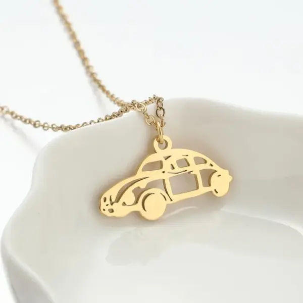 Wholesale PVD Coated 18K Gold Real Gold Plated Car 201 Stainless Steel Casual Simple Style Waterproof Non Tarnish 201 Stainless Steel Pendant Necklace