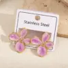 Wholesale Hot Selling Four Leaf Flower Earrings 304 Stainless Steel Plated With Oil Drop Modern Casual Style For Women