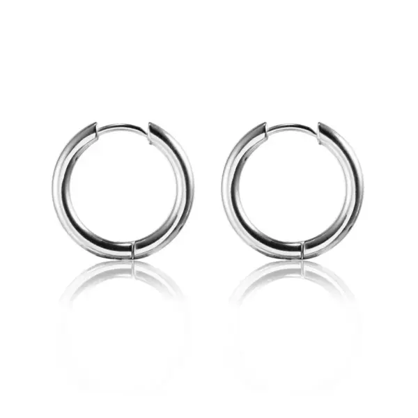 Real Gold Plated Round 304 Stainless Steel Fashion Waterproof Non Tarnish Hoop Earrings