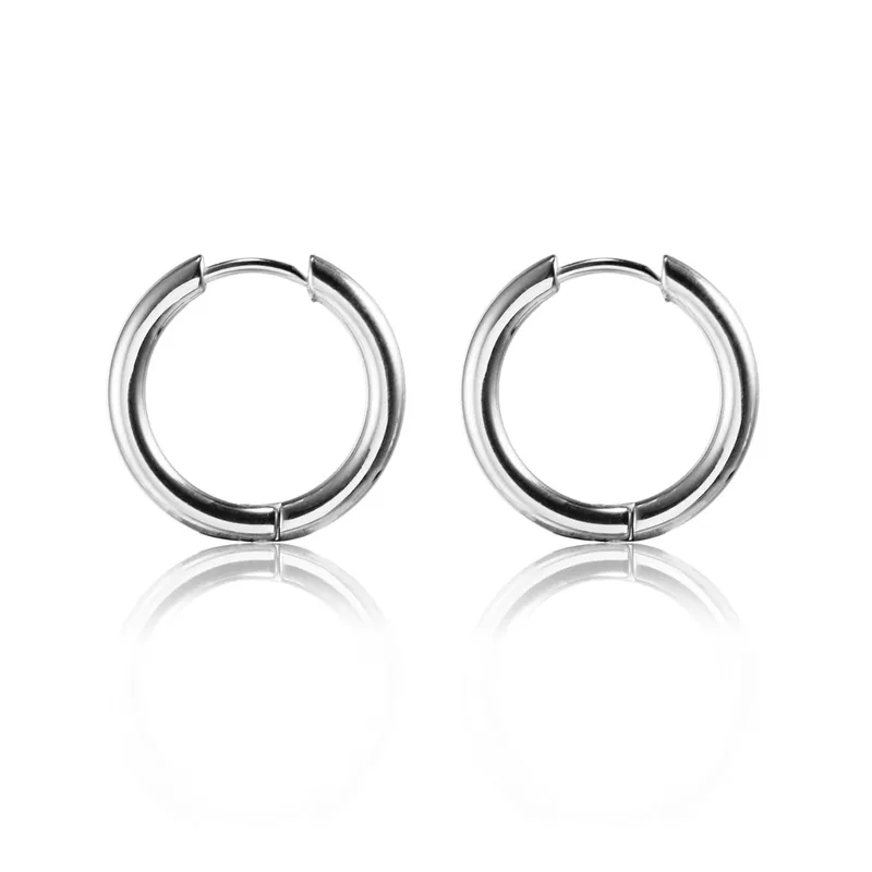 Wholesale Real Gold Plated Round 304 Stainless Steel Fashion Waterproof Non Tarnish Hoop Earrings