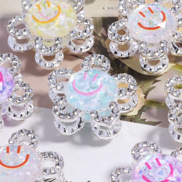 oly-cfd7c445bd898249797d7d96416b8314 Wholesale 3D smiley face flower full of rhinestone crystal ball straight hole loose bead DIY mobile phone chain key chain bag chain jewelry accessories