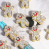 Wholesale Alloy 3D cartoon gingerbread man, full of rhinestones and straight-hole beads, DIY phone chain, keychain, bag chain accessory.