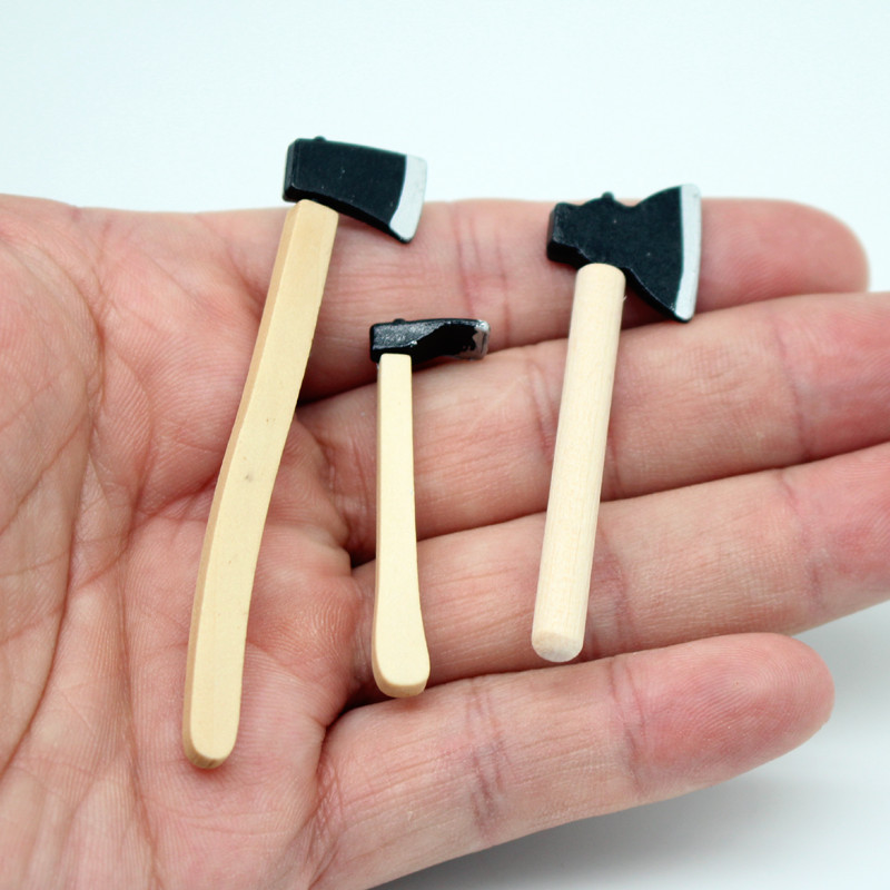 Wholesale Dollhouse Dollhouse gardening tools axe three-piece mini model aessories suulent garden farm tools