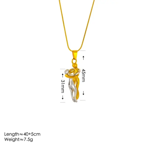 Ion Plating (IP) 18K Gold Plated Human 304 Stainless Steel Cute Simple Style Classic Style Waterproof Non Tarnish 304 Stainless Steel Necklace